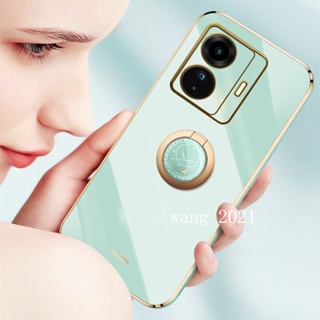 Ready Stock New Casing เคส Realme C55 NFC Phone Case Electroplating Straight Edge Protective Case with Clock Stand RealmeC55 Silicone Soft Case เคสโทรศัพท