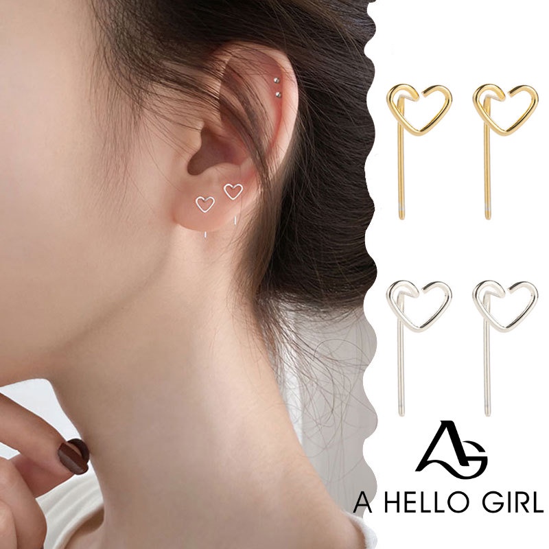 ราคาและรีวิวA HELLO GIRL ต่างหูโลหะ รูปหัวใจ แบบกลวง สไตล์เรียบง่าย สําหรับผู้หญิง