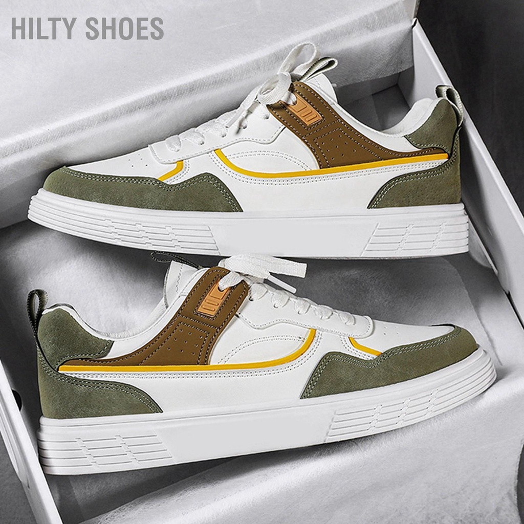 hilty-shoes-รองเท้าผ้าใบลําลอง-หนังสังเคราะห์-ส้นแบน-ระบายอากาศ-เหมาะกับการเล่นกีฬา-กลางแจ้ง-สําหรับผู้ชาย