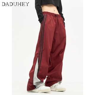 DaDuHey🎈 New American Style Ins High Street Casual Pants Fashion High Waist Loose WOMENS Elastic Straight Leg Sweatpants