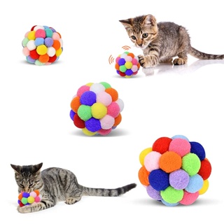 ของเล่นลูกบอล พร้อมกระดิ่ง หลากสี สําหรับสัตว์เลี้ยง แมว 3 ขนาด ต่อแพ็ค