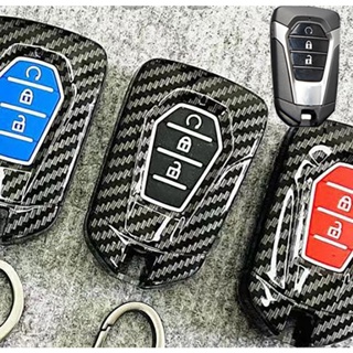 ปลอกกุญแจรถยนต์ คาร์บอนไฟเบอร์ ABS 3/2 ปุ่ม อุปกรณ์เสริม สําหรับ Isuzu X Series Dmax Mux 2021