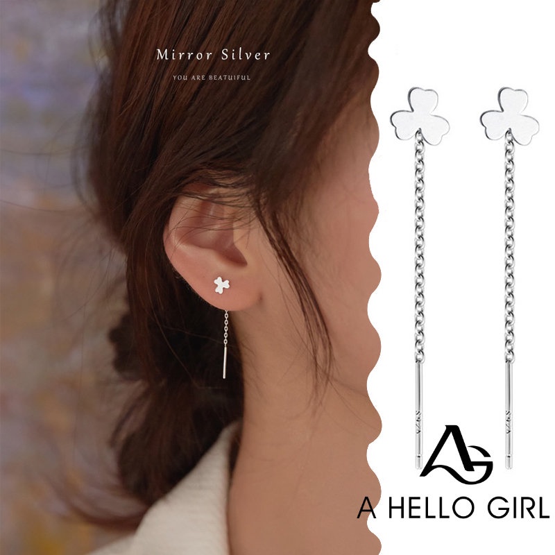 ราคาและรีวิวA HELLO GIRL ต่างหูโซ่ จี้ใบโคลเวอร์ ประดับพู่ เรียบง่าย สไตล์เกาหลี เครื่องประดับ สําหรับผู้หญิง