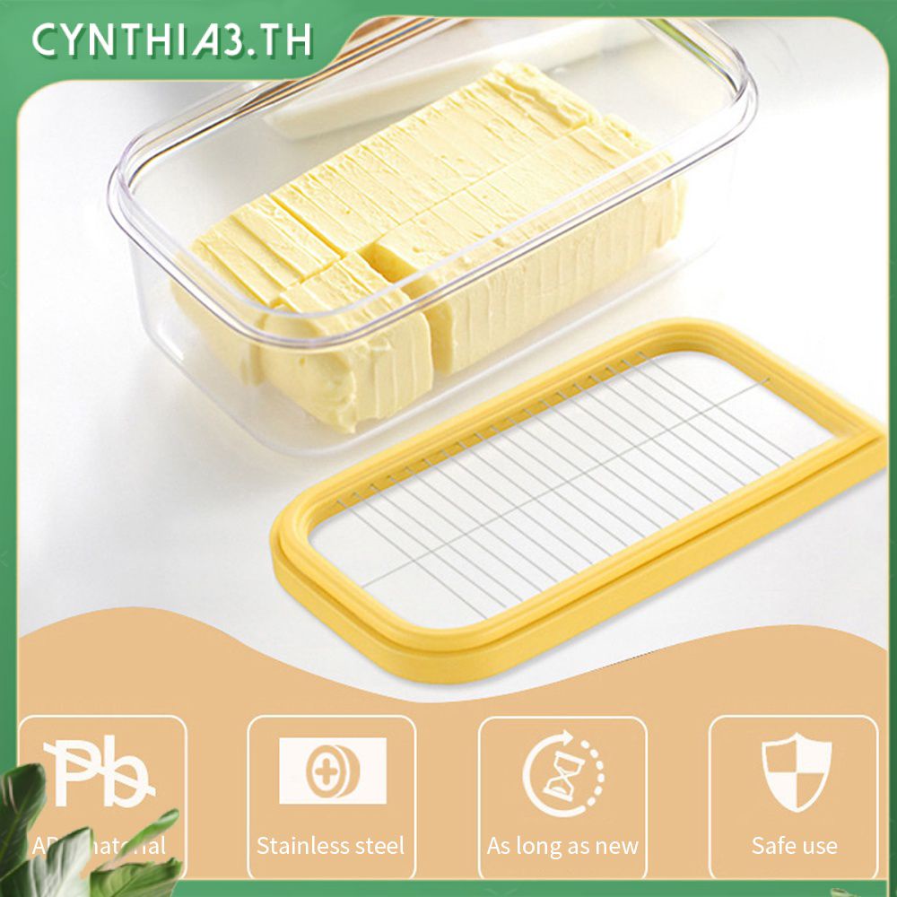 กล่องเก็บตัดเนยพร้อมฝาปิดจานกันฝุ่นหั่นกล่องเก็บพลาสติกใสชีสสด-cynthia