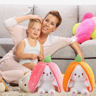 🔥TikTok🔥Fruit Rabbit Plush 2in1ตุ๊กตากระต่ายน่ารัก แบบนิ่ม รูปผัก แครอท สตรอเบอร์รี่ ผลไม้ กระต่าย ของขวัญวันเกิด สําหรับตกแต่งบ้าน
