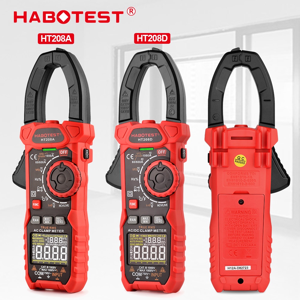 habotest-ht208-professional-clamp-meter-multimeter-1000v-ac-dc-true-rms-pinza-amperimetrica-capacitance-digital-clamp-tester