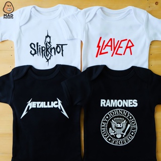 Mad ชุดรอมเปอร์ ลายวงร็อคมันฝรั่ง Nirvana Slipknot Slayer Metallica Ramone N28K สําหรับเด็ก