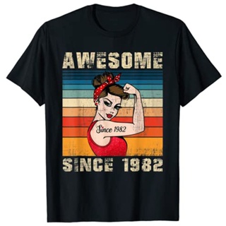 40 Year Old Awesome Since 1982 40th Birthday Gifts Women T-Shirt Graphic Tee Tops_03