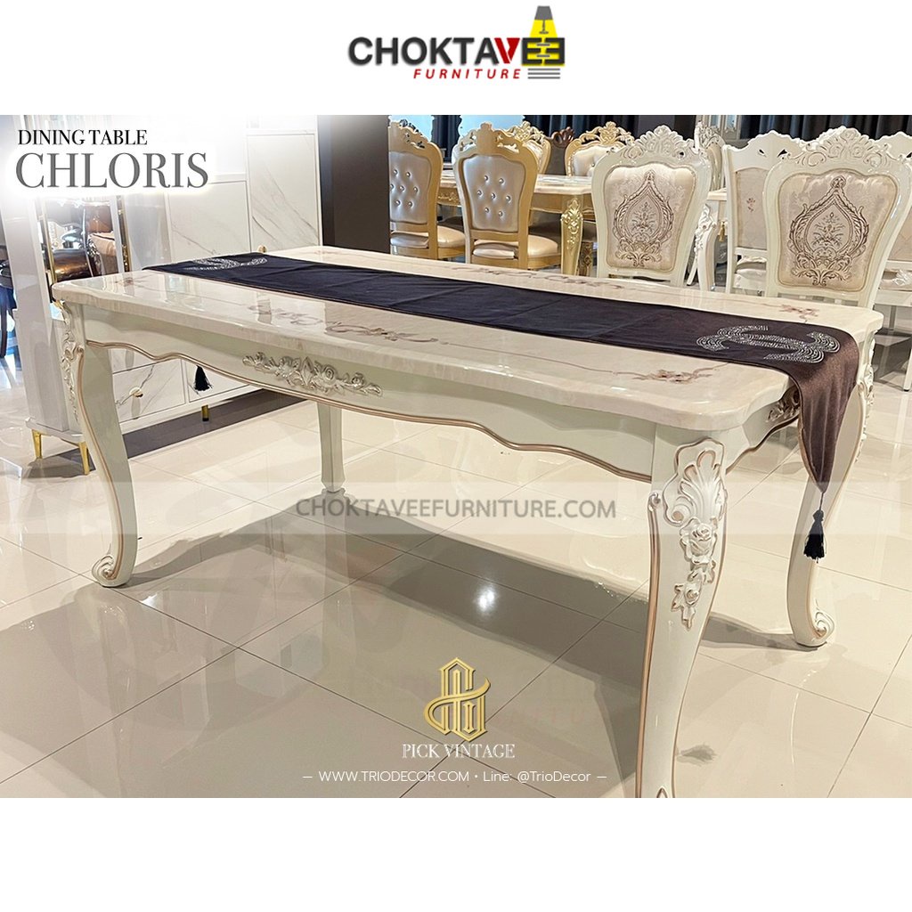 โต๊ะอาหาร-วินเทจ-หลุยส์-130-160cm-platinum-classic-series-สีขาว-รุ่น-ttb-lv-chloris