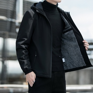เสื้อแจ็กเก็ต ผ้ากํามะหยี่ แบบหนา มีฮู้ด สุดเท่ สําหรับผู้ชาย ไซซ์ M - 4XL