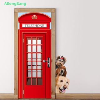 Abongbang สติกเกอร์ ลายสุนัข แมว 3D สําหรับติดตกแต่งประตู หน้าต่าง ตู้เย็น