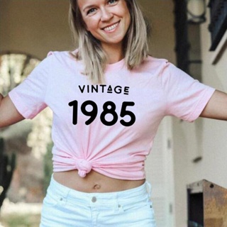 2022 Trendy T-shirt Summer Short Sleeve TShirt Women Tops Vintage 1985 Shirts Fashion Cotton _03