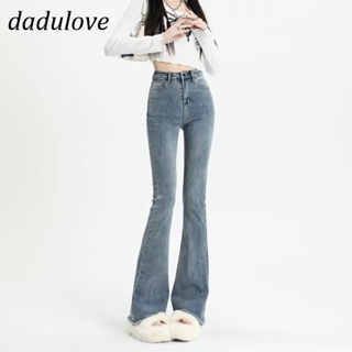 DaDulove💕 New Korean Version of Ins High Waist Raw Edge WOMENS Jeans Stretch Niche Micro Flared Pants