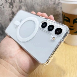เคสโทรศัพท์มือถืออะคริลิคแข็ง แบบใส แม่เหล็กไร้สาย สําหรับ Samsung Galaxy S23 Ultra S23 Plus