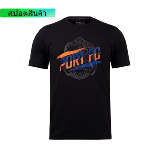 ARI PORT FC 2022/22 TEE - BLACK/BLUE/ORANGE เสื้อยืด อาริ การท่าเรือ เอฟซี สีดำ ผ้าฝ้ายแท้_01