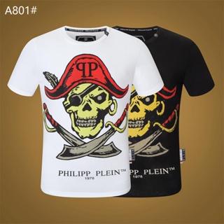 ┅❏New Men Short Sleeves T Shirt Pirate Skull Street Style PHILIPP PLEIN Pure Cotton Shirt m-3xlCasua_01