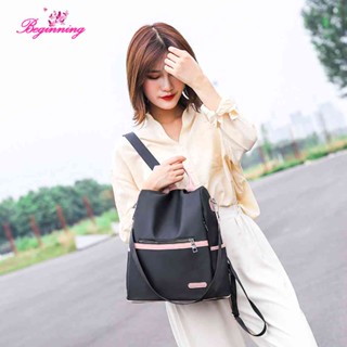 ✿ beginning ✿ AU Fashion Women Oxford Cloth Hit Color Backpacks Travel Anti-theft Knapsacks ✿