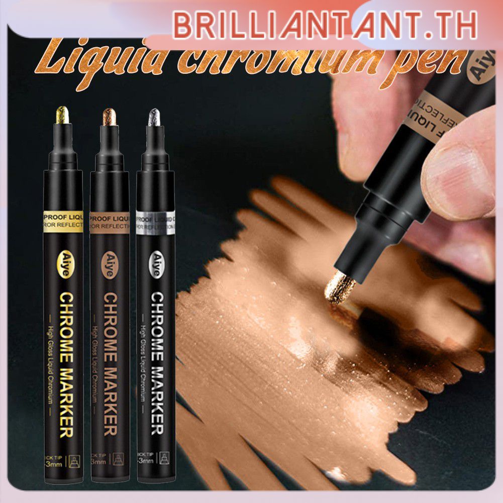โครเมี่ยมสีปากกามาร์กเกอร์คริลิคซิลเวอร์โกลด์สีทองแดงเครื่องหมายกันน้ำปากกามาร์กเกอร์สำหรับโลหะหรือแก้ว-bri
