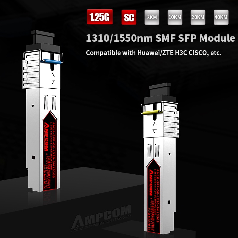 ampcom-โมดูลรับส่งสัญญาณ-1-25g-sc-sfp-โหมดเดี่ยว-1000base-sx-10-40km-1310-1550nm-giabit-fiber-ddm-smf