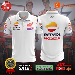 ขายดี เสื้อยืดคอปก ลาย Honda Repsol MotoGP 2023 (แบบกําหนดเอง) สีขาว น้ําเงินเข้ม