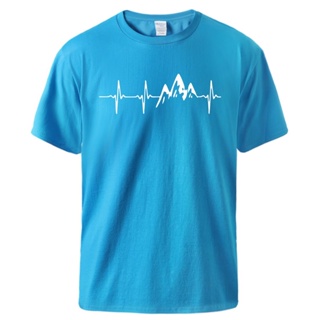 [S-5XL] เสื้อยืดแขนสั้น ผ้าฝ้าย 100% พิมพ์ลายภูเขา Ecg ทรงหลวม คุณภาพสูง สีดํา แฟชั่นฤดูร้อน สําหรับผู้ชาย 2022