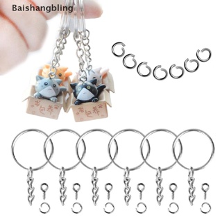 BSBL 150pcs Key Ring with Chain Split Jump Rings with Screw Eye Pins DIY Keychain BL