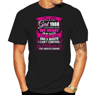 เสื้อโอเวอร์ไซ การออกแบบที่กําหนดเอง Im A June Girl 1988 เสื้อยืด 31 วันเกิด Tshirt ต่อต้านริ้วรอยสีเทาหญิงการ์ตูน_03