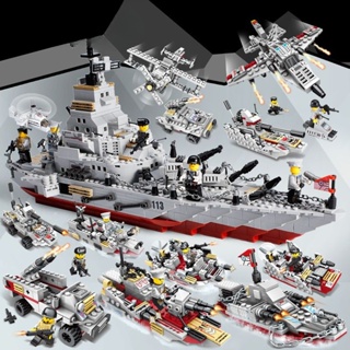 พร้อมส่ง บล็อกตัวต่อเลโก้ รูปเรือรบ ขนาดใหญ่ ของเล่นเสริมการเรียนรู้ สําหรับเด็กผู้ชาย
