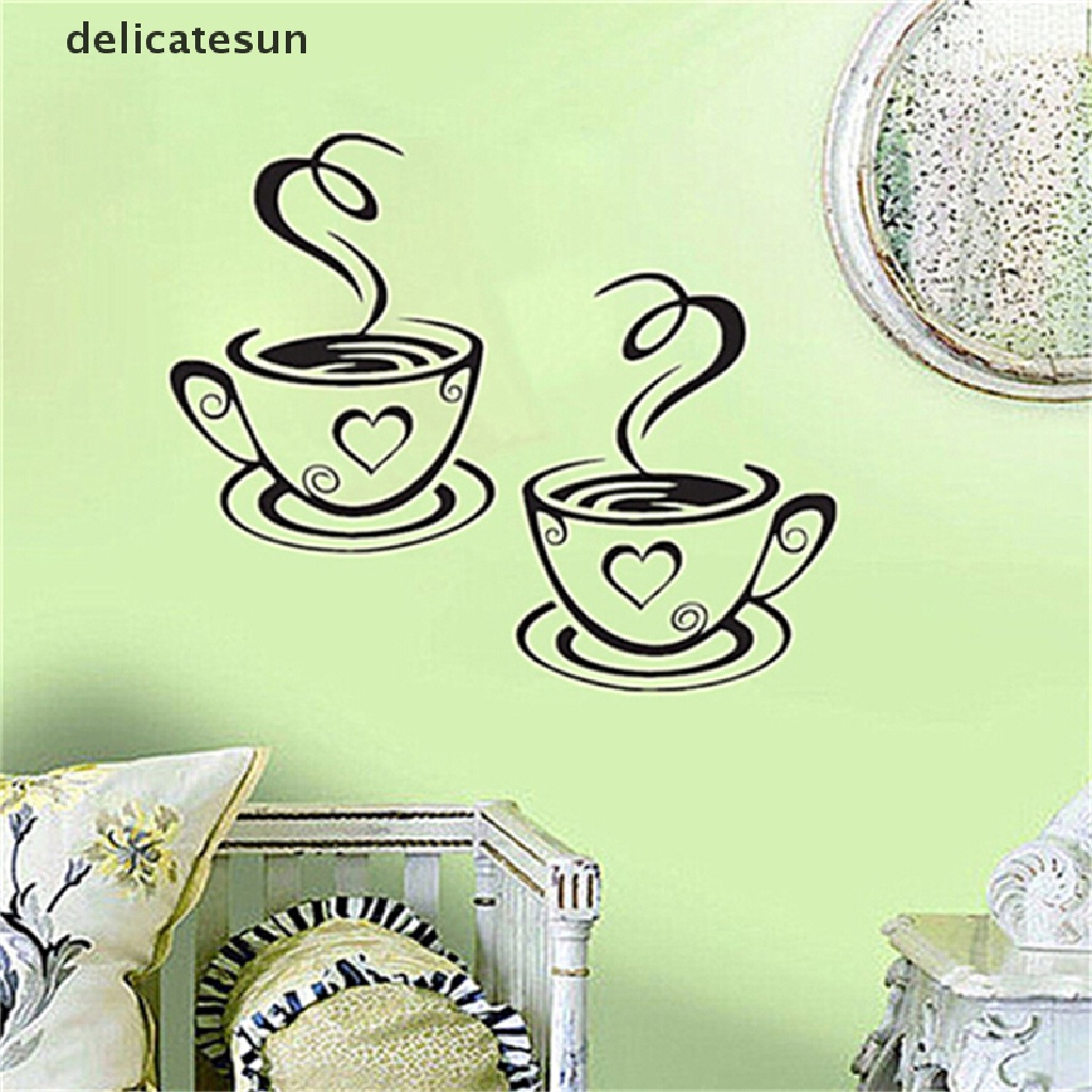 delicatesun-สติกเกอร์ไวนิล-ลายถ้วยกาแฟ-ชา-กาแฟ-ศิลปะ-ตกแต่งห้องครัว-ร้านอาหาร-ผับ-ดี