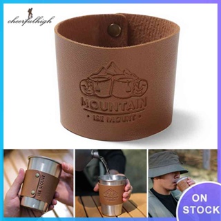 ✿cheerfulhigh✿ PU Leather Cup Cover Thickened Portable Leather Drink Sleeves for Hiking Camping ✿
