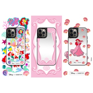 Casetify X Disney Princess Ariel เคสโทรศัพท์มือถือแบบกระจกแข็ง ลายโลโก้แกะสลักด้านข้าง สําหรับ IPhone 12 13 14 Pro Max
