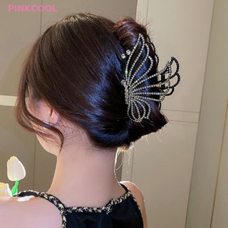 Pinkcool กิ๊บติดผม รูปผีเสื้อ ประดับเพชรเทียม ขนาดใหญ่ สไตล์วินเทจ สําหรับผู้หญิง ขายดี