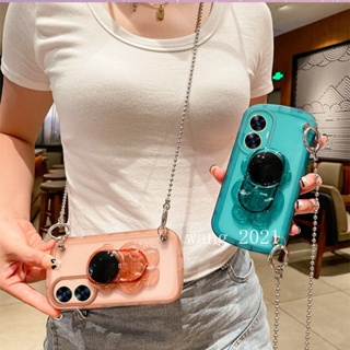 Hot Selling Phone Case เคส Realme C55 2023 New Color Transparent Astronaut Invisible Phone Holder Casing Realme C55 NFC Lens Protection Soft Case with Crossbody Strap Lanyard เคสโทรศัพท