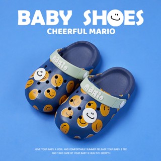 Cheerful Mario รองเท้าแตะ Crocs พื้นนิ่ม กันลื่น เหมาะกับเดินชายหาด แฟชั่นฤดูร้อน สําหรับเด็กผู้ชาย