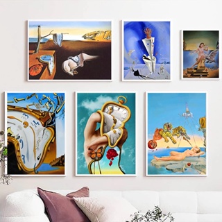 Surrealism ภาพจิตรกรรม โปสเตอร์ผ้าใบ Salvador Dali สําหรับตกแต่งผนังบ้าน ห้องนั่งเล่น