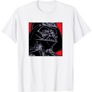 เสื้อยืดขาว เสื้อยืดโอเวอร์ไซส์เสื้อยืด พิมพ์ลายการ์ตูน Star Wars Vader สีขาว สําหรับผู้ชายS-3XL เสือยืดผู้ชาย
