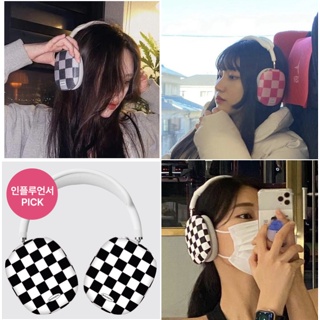 Checkerboard pattern matt / glossy case (17 types) compatible for airpods max / pink blue korea black white knit printed