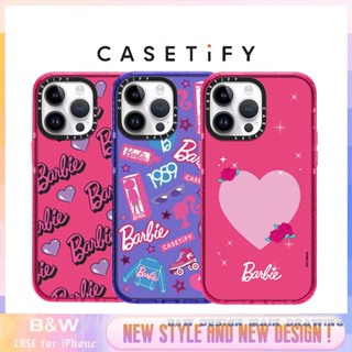 Casetify เคสโทรศัพท์แข็ง กันกระแทก ลายสติกเกอร์บาร์บี้ แต่งกลิตเตอร์ สําหรับ iPhone 14 13 12 11 Pro Max