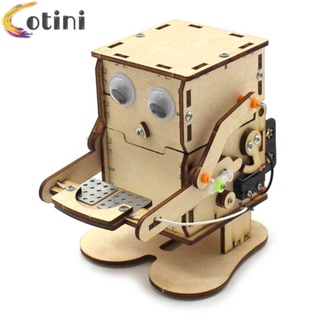 Wooden Robot Eating Coin DIY Educational Physics Experiment Toys for Kids