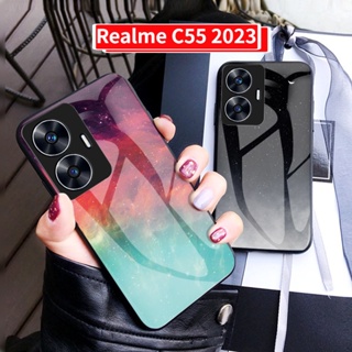 เคสโทรศัพท์มือถือกระจกนิรภัย แบบแข็ง กันกระแทก สําหรับ Realme C55 2023 C55 C 55 55C C55 4G