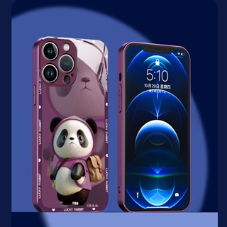【ขายดี】เคสโทรศัพท์มือถือกระจกนิรภัย กันกระแทก ลายแพนด้า สีเมทัลลิก สําหรับ iPhone 13 14 Series