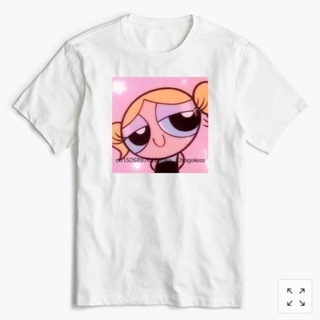 เสื้อยืดแขนสั้นPowerpuff Girls Bubbles Y2k สีขาว TeeS-5XL