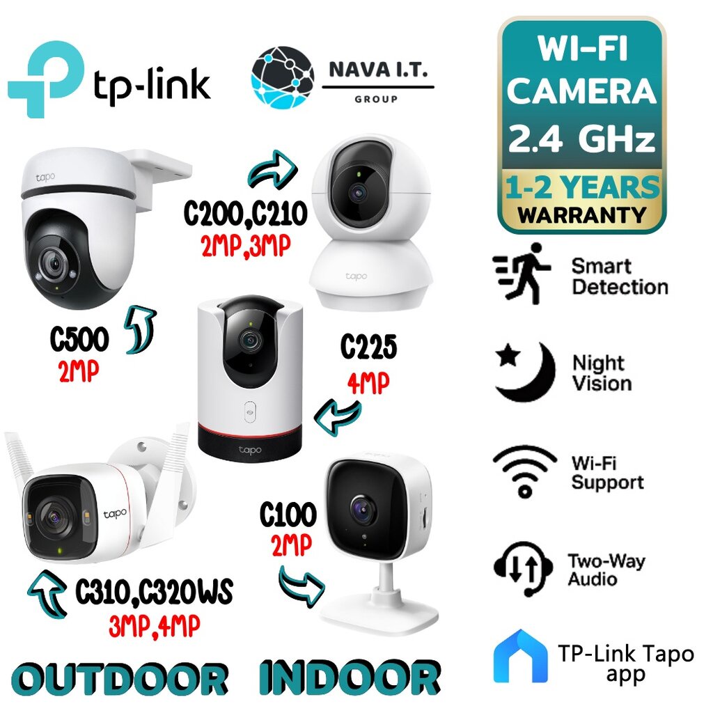 ภาพหน้าปกสินค้าโปรราคาถูก5.5 TP-LINK TAPO C100 C200 C210 C225 C310 C320WS C500 WI-FI CAMERA กล้องไร้สาย ประกัน2ปี