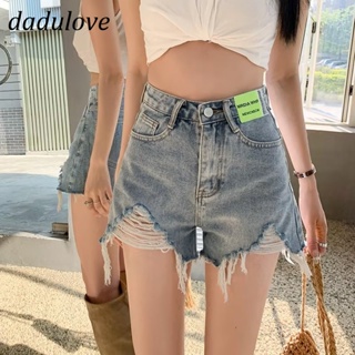 DaDulove💕 New Korean Version of INS Stretch Jeans High Waist Thin Ripped Shorts Loose Wide Leg Hot Pants
