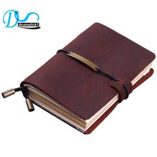 【High quality】Handmade Travelers Notebook, Leather Travel Journal Notebook for Men &amp; Women, Perfect for Writing, Gifts, Travelers, 5.2 x 4 Inches - Red wine