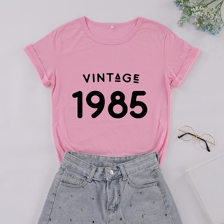 Vintage 1985 Shirts Fashion Cotton Aesthetic Women T-shirt Funny Casual 36 Birthday Party Clothing O Neck Short Sle_03