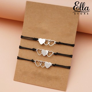 Ellastore123 สร้อยข้อมือ รูปหัวใจ ปรับได้ คุณภาพสูง สําหรับผู้หญิง 3 ชิ้น ต่อชุด