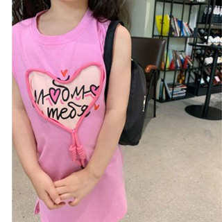 พร้อมส่ง ขายดี ชุดเดรสแขนกุด ผ่าข้าง แฟชั่นฤดูร้อน สไตล์เกาหลี ญี่ปุ่น สําหรับเด็กผู้หญิง