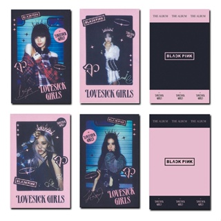 โปสการ์ด อัลบั้มรูปภาพ Black-Pink JENNIE JISOO LISA ROSE Lomo สีดํา สีชมพู จํานวน 4 ชิ้น ต่อชุด