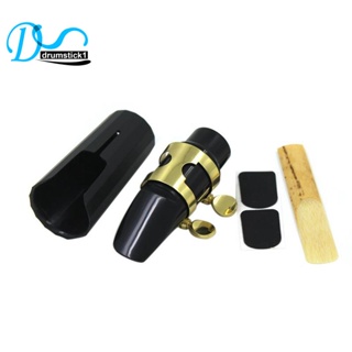【High quality】Plastic Soprano Sax Mouthpiece with Metal Cap Buckle Reed Mouthpiece Patches Pads Black